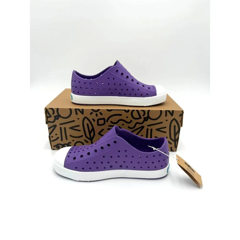 NEW! Native Jefferson Child Shoes - Starfish Purple/Shell White - J3 (big kid 3)